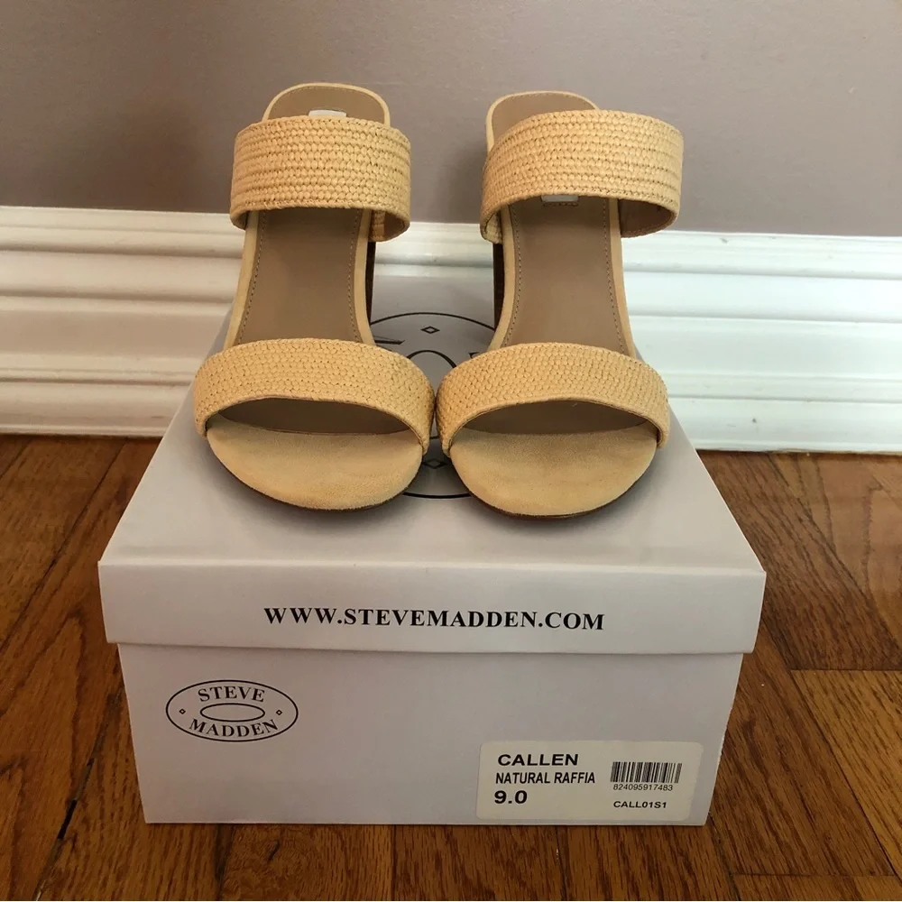 NWT Steve Madden Callen Raffia Heels - Picture 4 of 8